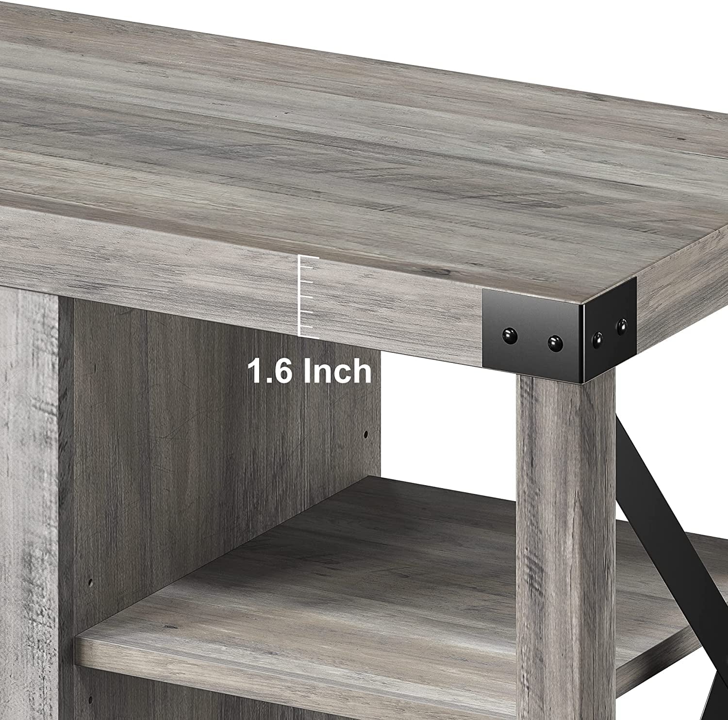 Farmhouse Grey TV Stand for 50-65 Inch Tvs Peach Maple