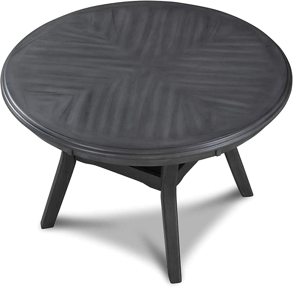 Gray 5-Piece round Dining Set with 1 Table and 4 Chairs Peach Maple