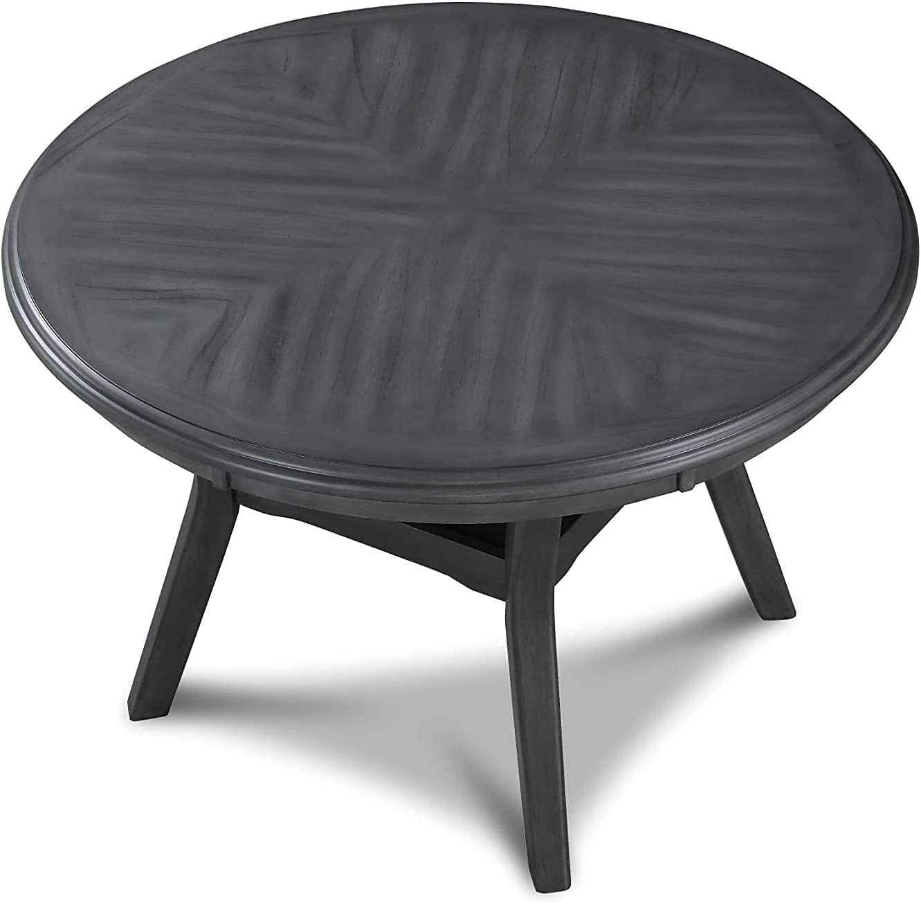 Gray 5-Piece round Dining Set with 1 Table and 4 Chairs Peach Maple