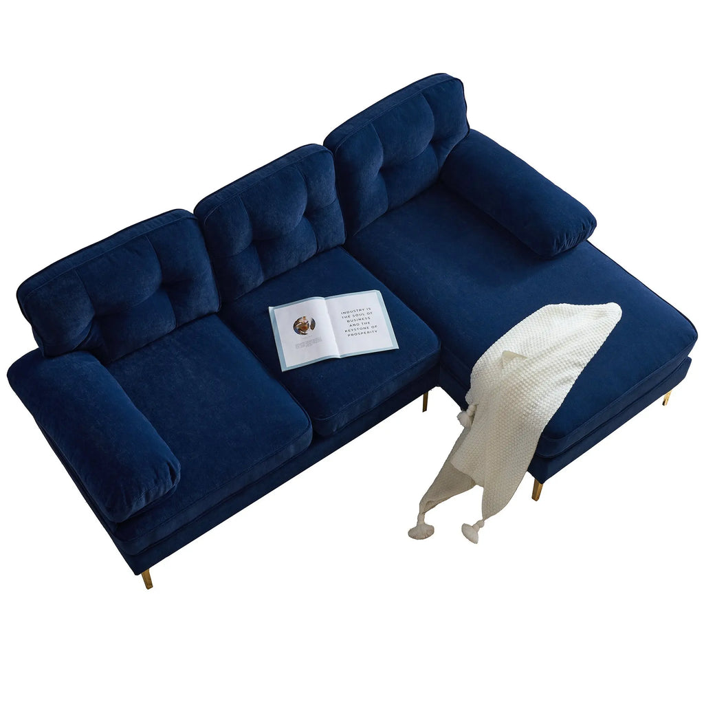 82.6' Modern Sectional Sofas Couches Velvet L Shaped Couches for Sangria Beech