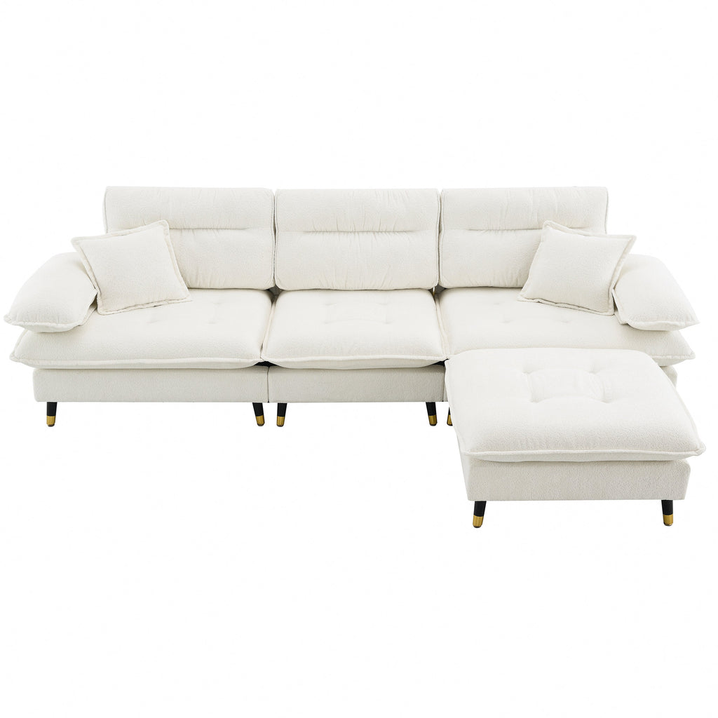 106*66.5" L shaped Convertible Sectional Sofa,4 Seat Tufted Couch Set