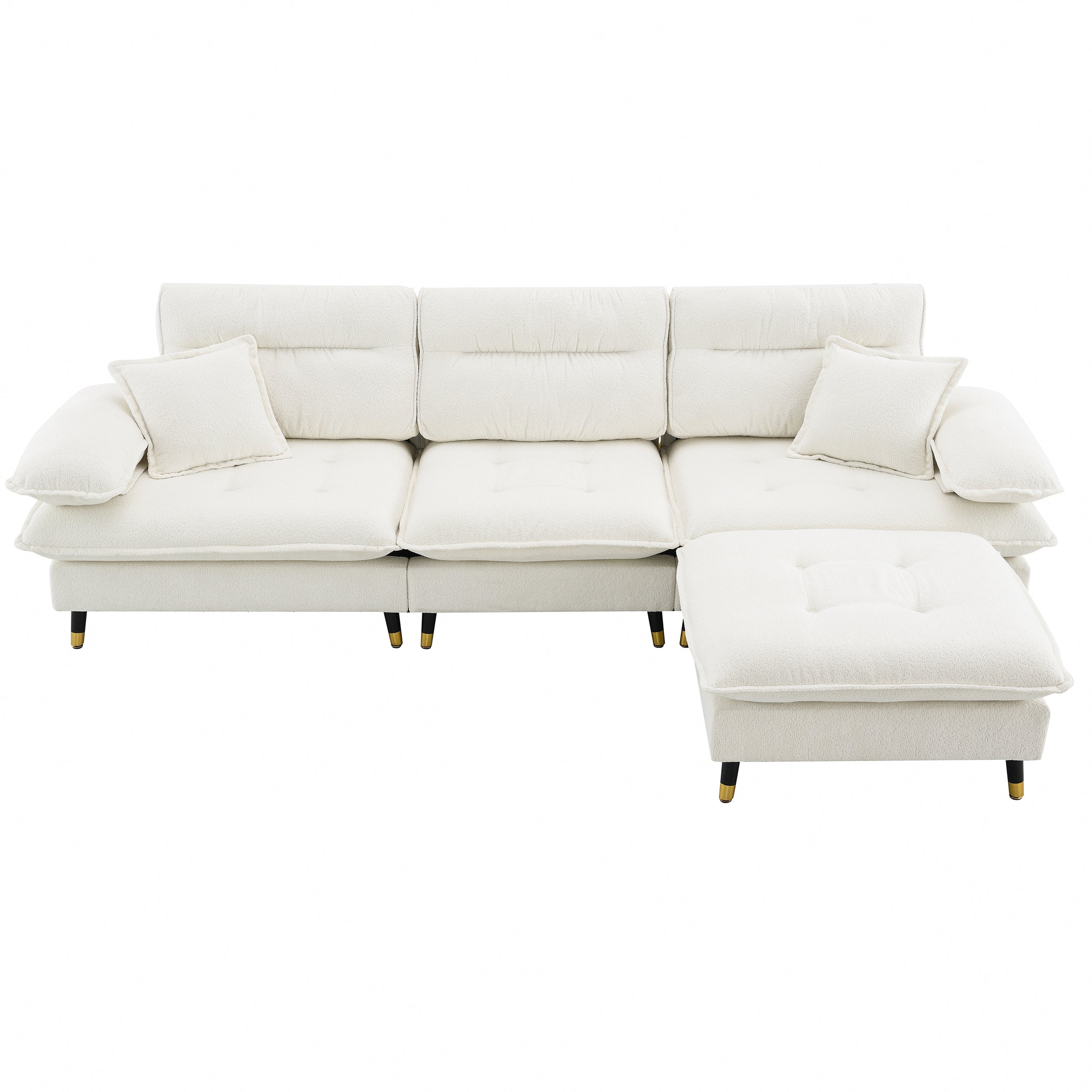 106*66.5" L shaped Convertible Sectional Sofa,4 Seat Tufted Couch Set