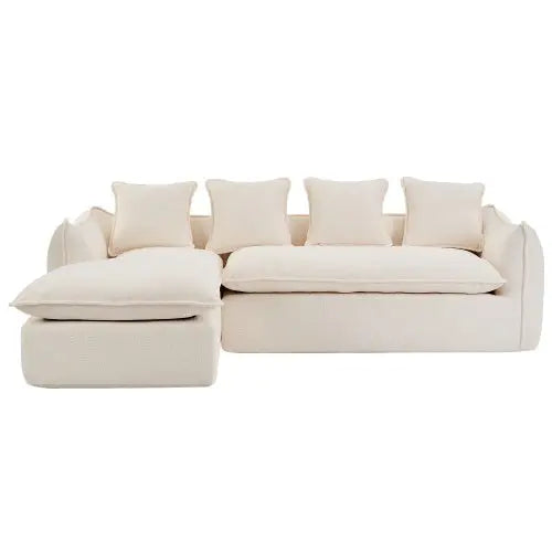LuneluX_Home – Oversized 3-Seater L-Shape Sofa with Chaise Carmine Juneberry