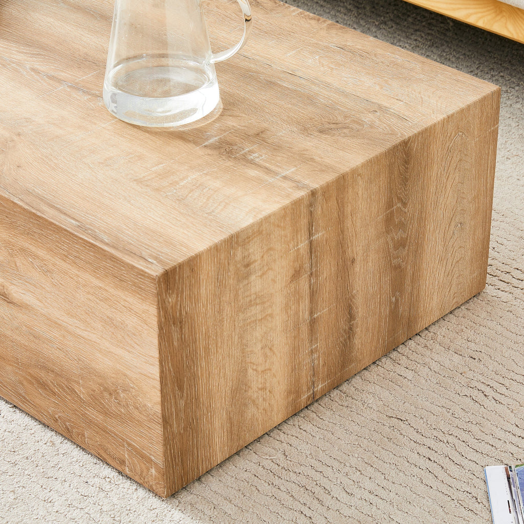 Modern Coffee Table with Smooth Light Wood Texture Patterns, MDF Sangria Beech