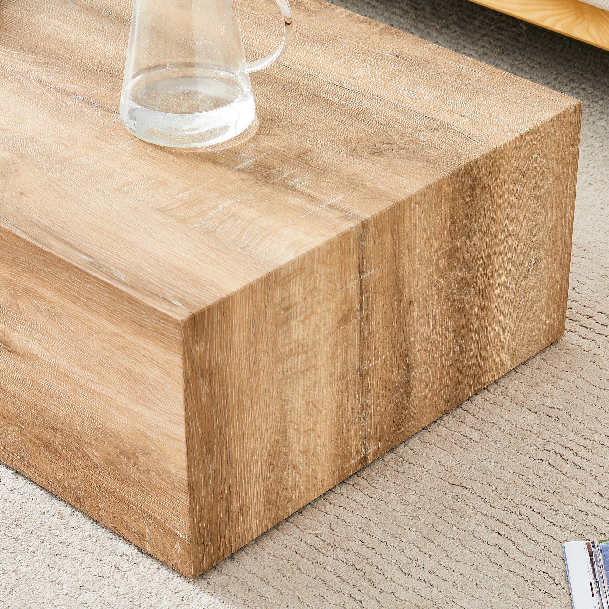 Modern Coffee Table with Smooth Light Wood Texture Patterns, MDF Sangria Beech