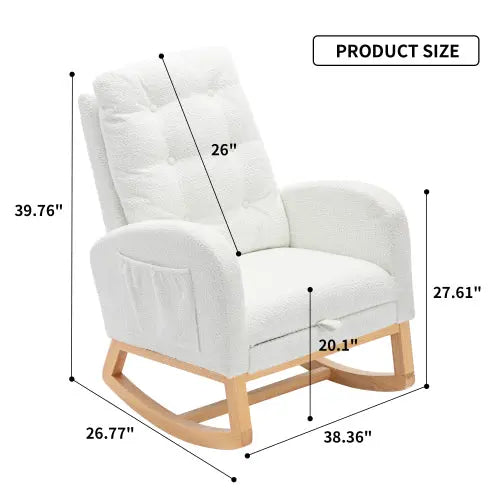 Accent Rocking Chair with Footrest White Hermes