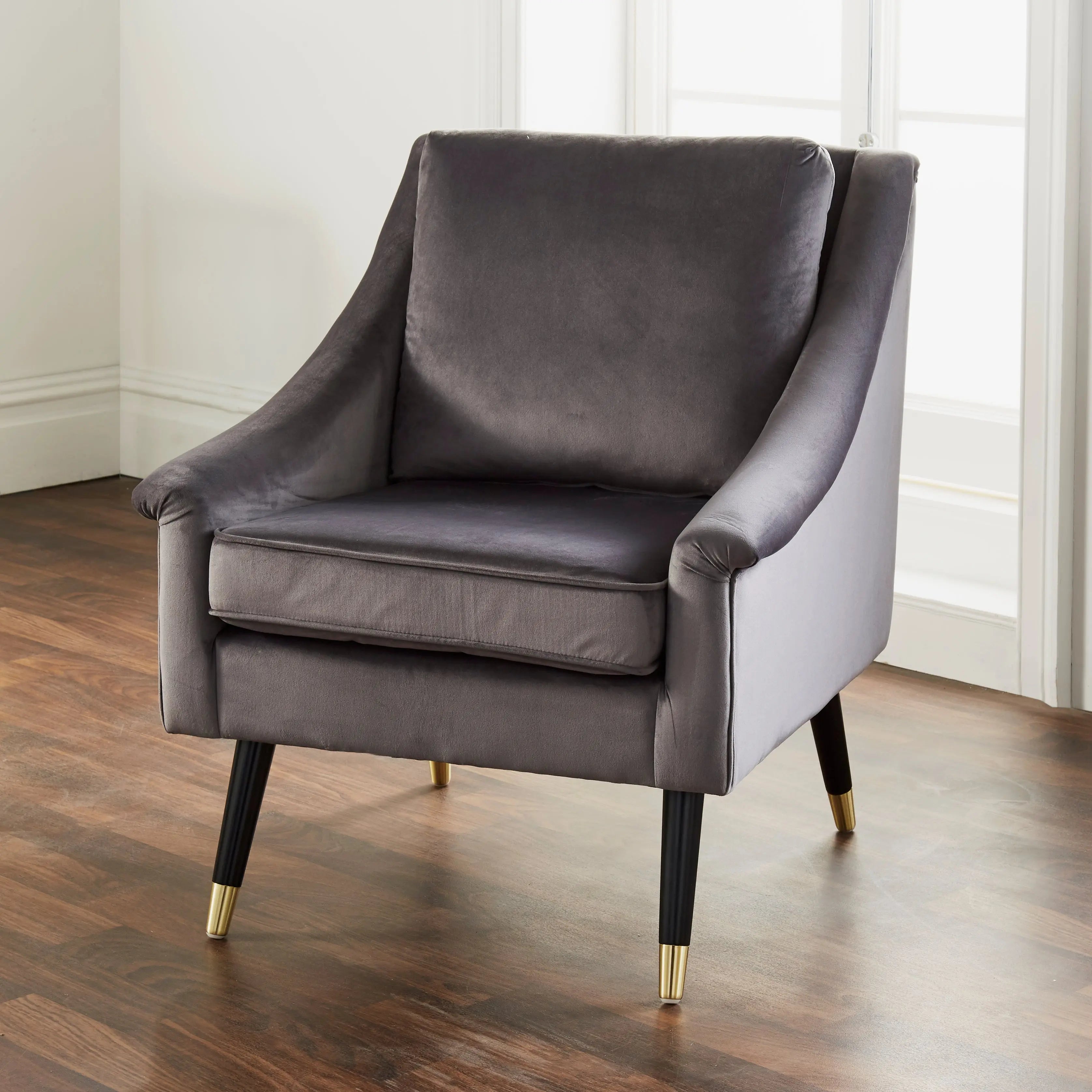 Luxury Gray Velvet Grace Armchair Harlequin Metis