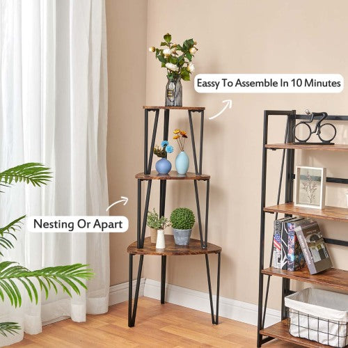 Vintage Nesting Triangle End Coffee Tables Stacking Side Table Set