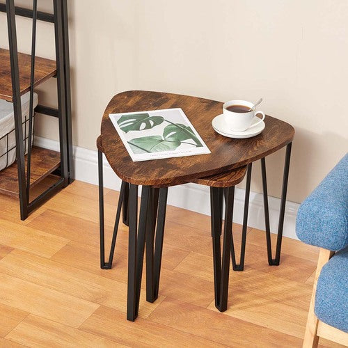 Vintage Nesting Triangle End Coffee Tables Stacking Side Table Set