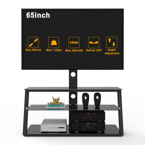 Multi-Function Angle And Height Adjustable Tempered Glass TV Stand Teal Simba