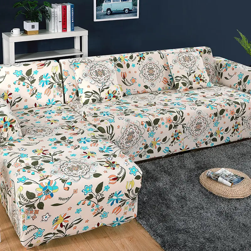 BotaniLuxe™ – Floral Stretch Sofa Cover for Modular/L-Shape Sofas Carmine Juneberry