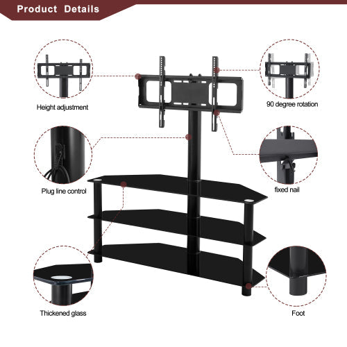 Multi-function TV Stand Height Adjustable Bracket Swivel 3-Tier Teal Simba