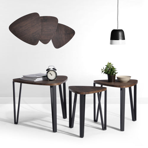 Vintage Nesting Triangle End Coffee Tables Stacking Side Table Set