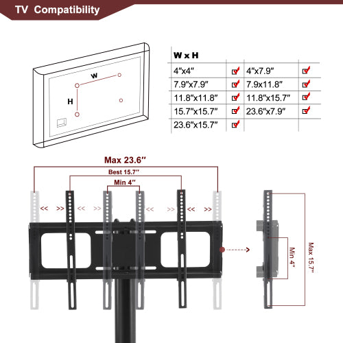 Multi-function TV Stand Height Adjustable Bracket Swivel 3-Tier Teal Simba