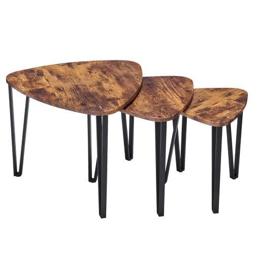 Vintage Nesting Triangle End Coffee Tables Stacking Side Table Set