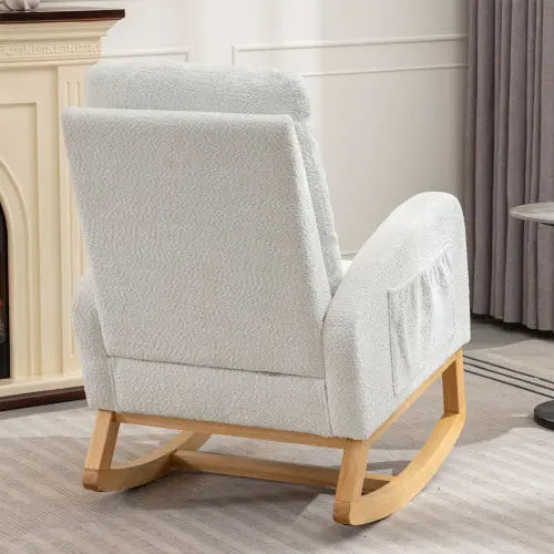Accent Rocking Chair with Footrest White Hermes