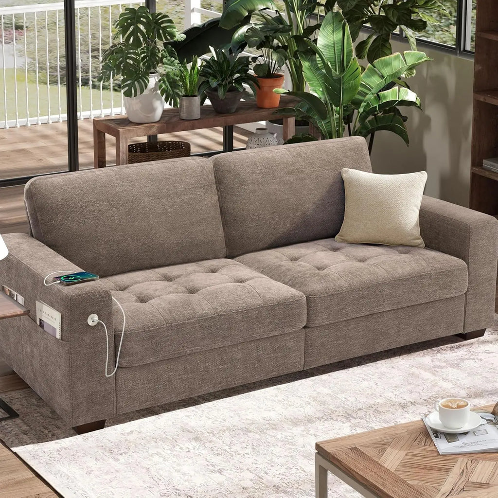 70" Chenille Loveseat - Gray Peach Maple