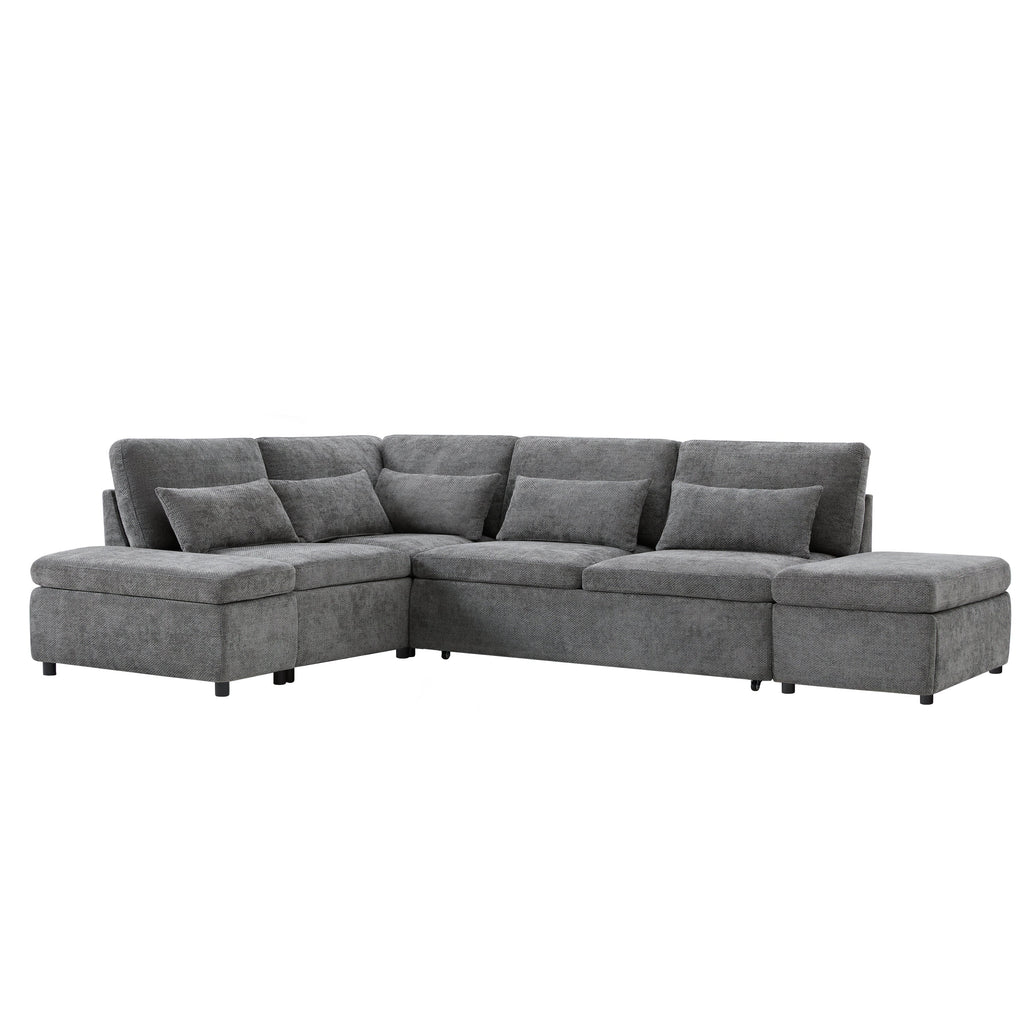 107'' Modular Sectional Pull-out Sofa, L shape with Wide Seats, Free