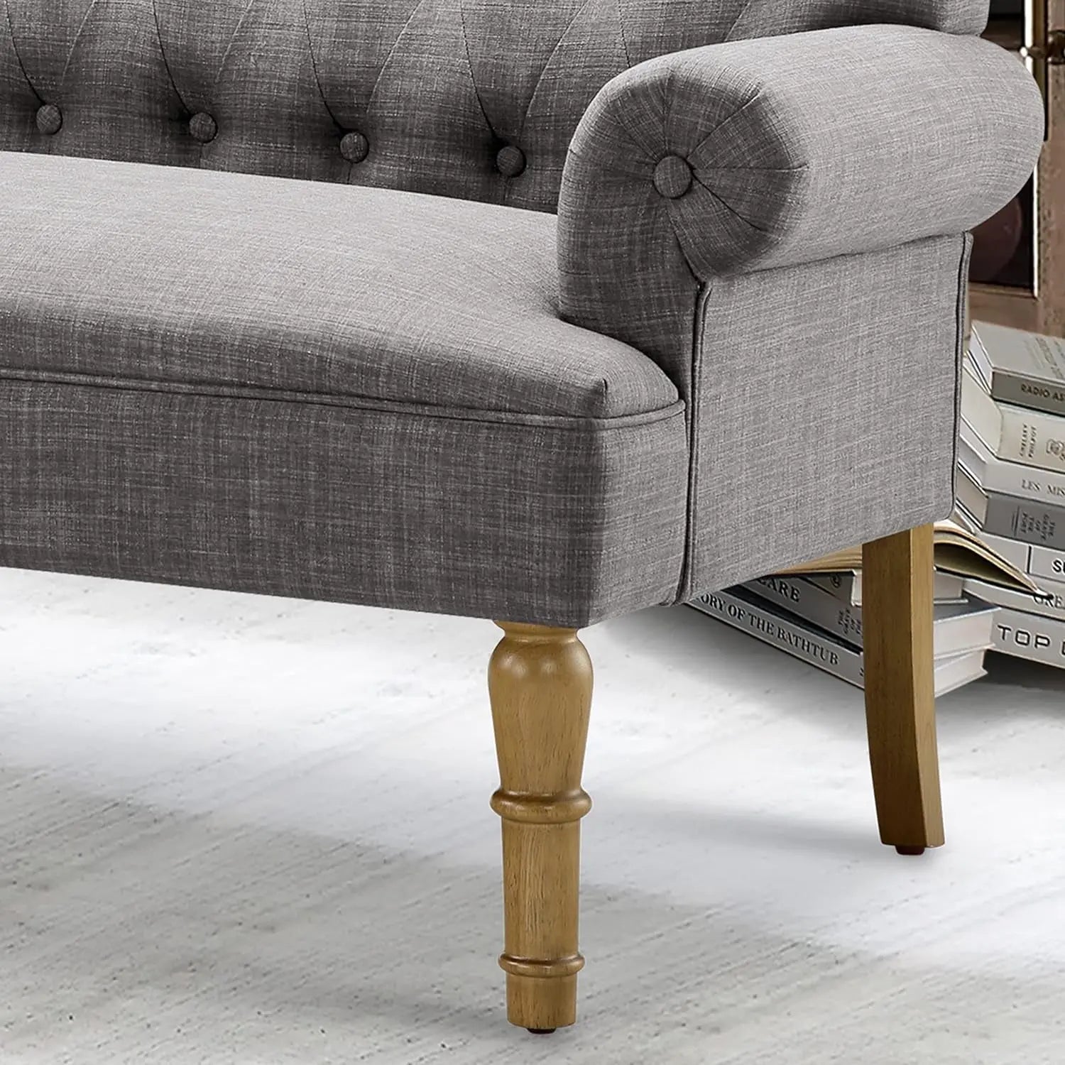 Dove Gray Loveseat Sofa for Living Room Peach Maple