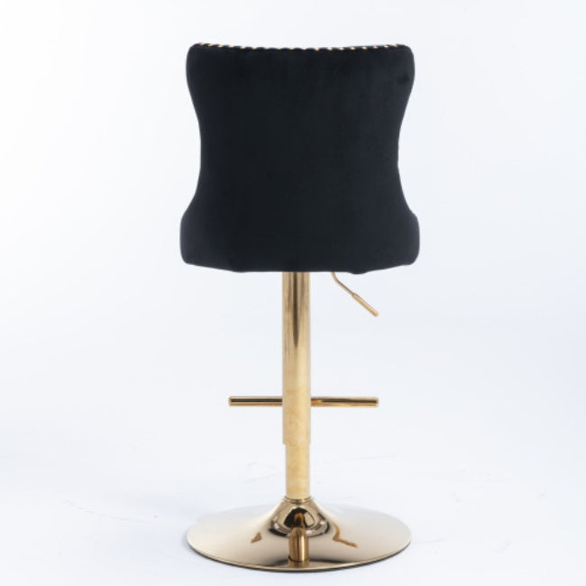 Golden Swivel Velvet Barstools Adjusatble Seat Height From 25-33 Inch Black,Set Of 2