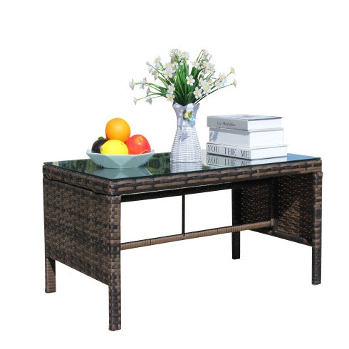 Outdoor Patio Furniture 1 Coffee Table With Clear Tempered Glass CJDropshipping