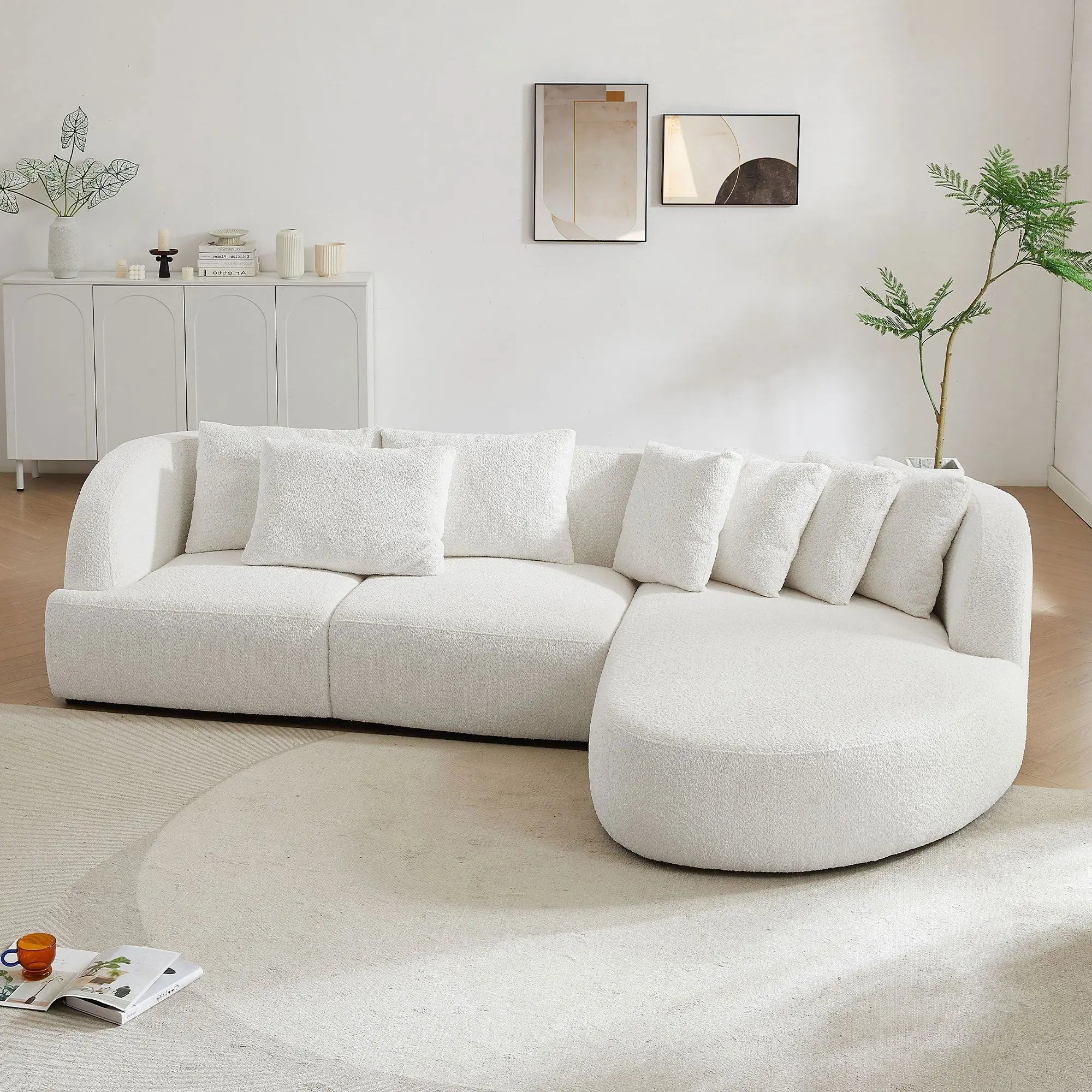 Boucle sofa,Modular Sectional Couch for Living Room Apartment Olive Phaedra