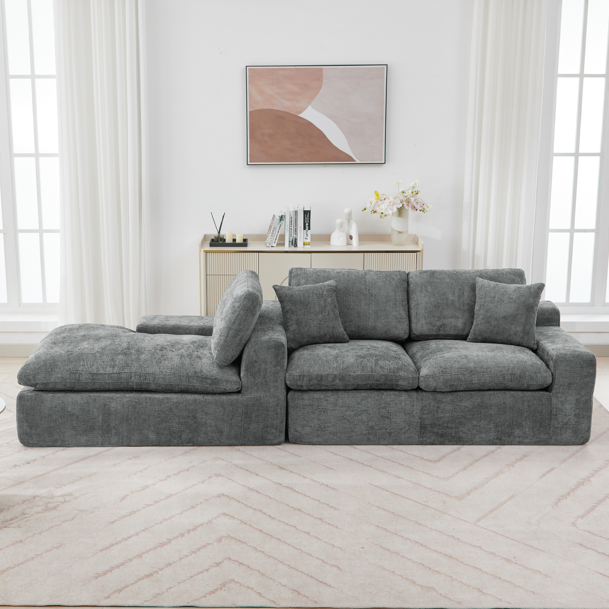 Cloud Sectional Sofa 107.9' Upholstered Sofa Couch with Double-layer