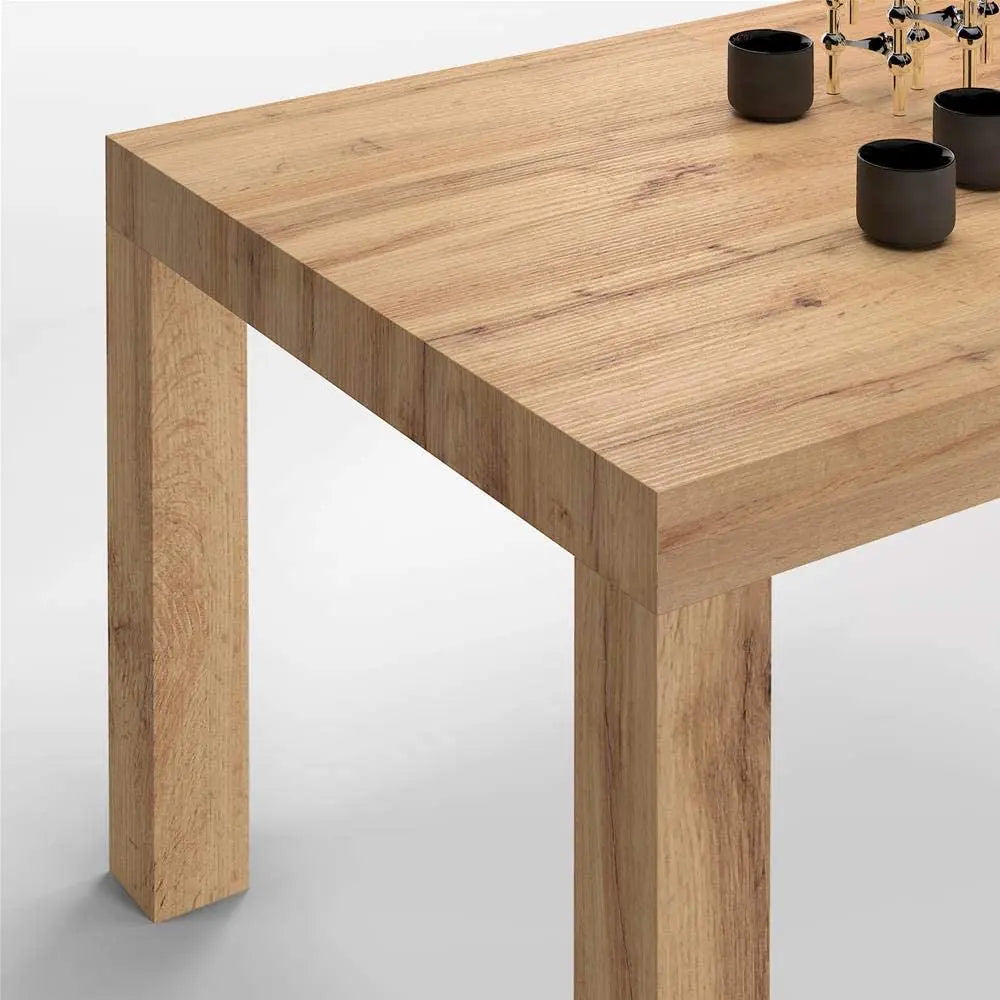 Rustic Oak Extendable Table, Laminate-Finished, Italy Peach Maple