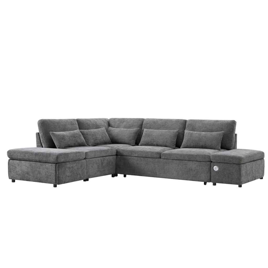 107'' Modular Sectional Pull-out Sofa, L shape with Wide Seats, Free