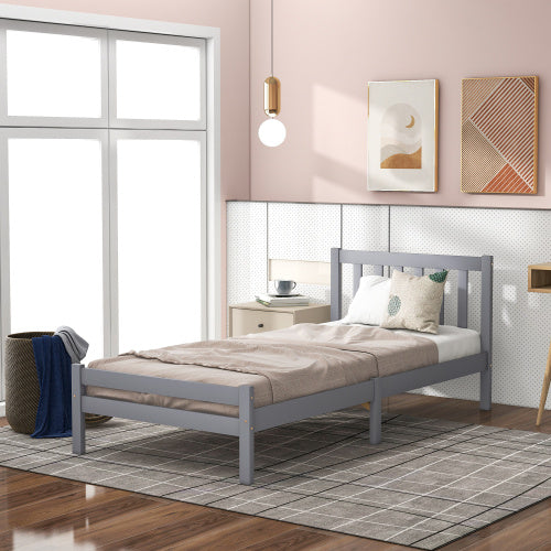 Wooden Bed Frame, Single Bed 3ft Solid Wooden Bed Frame, Bedroom Furniture For Adults, Kids, Teenagers ,90 X 190 Cm