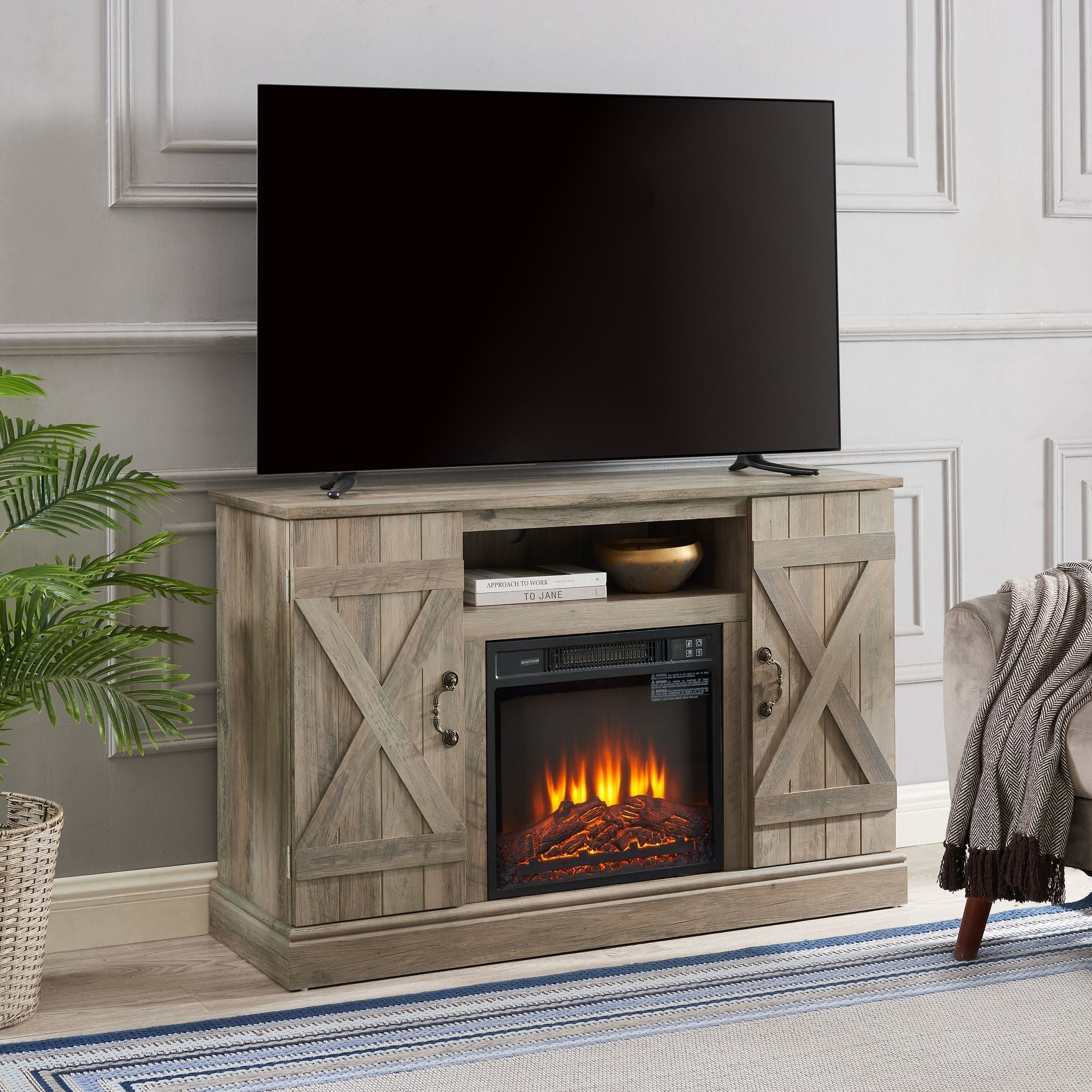 American retro TV Stand Farmhouse Classic Media TV Stand Antique Crimson Medea