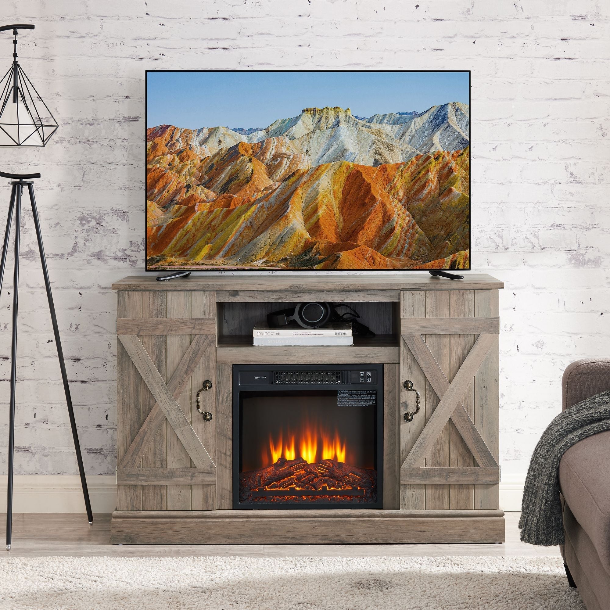 American retro TV Stand Farmhouse Classic Media TV Stand Antique Crimson Medea
