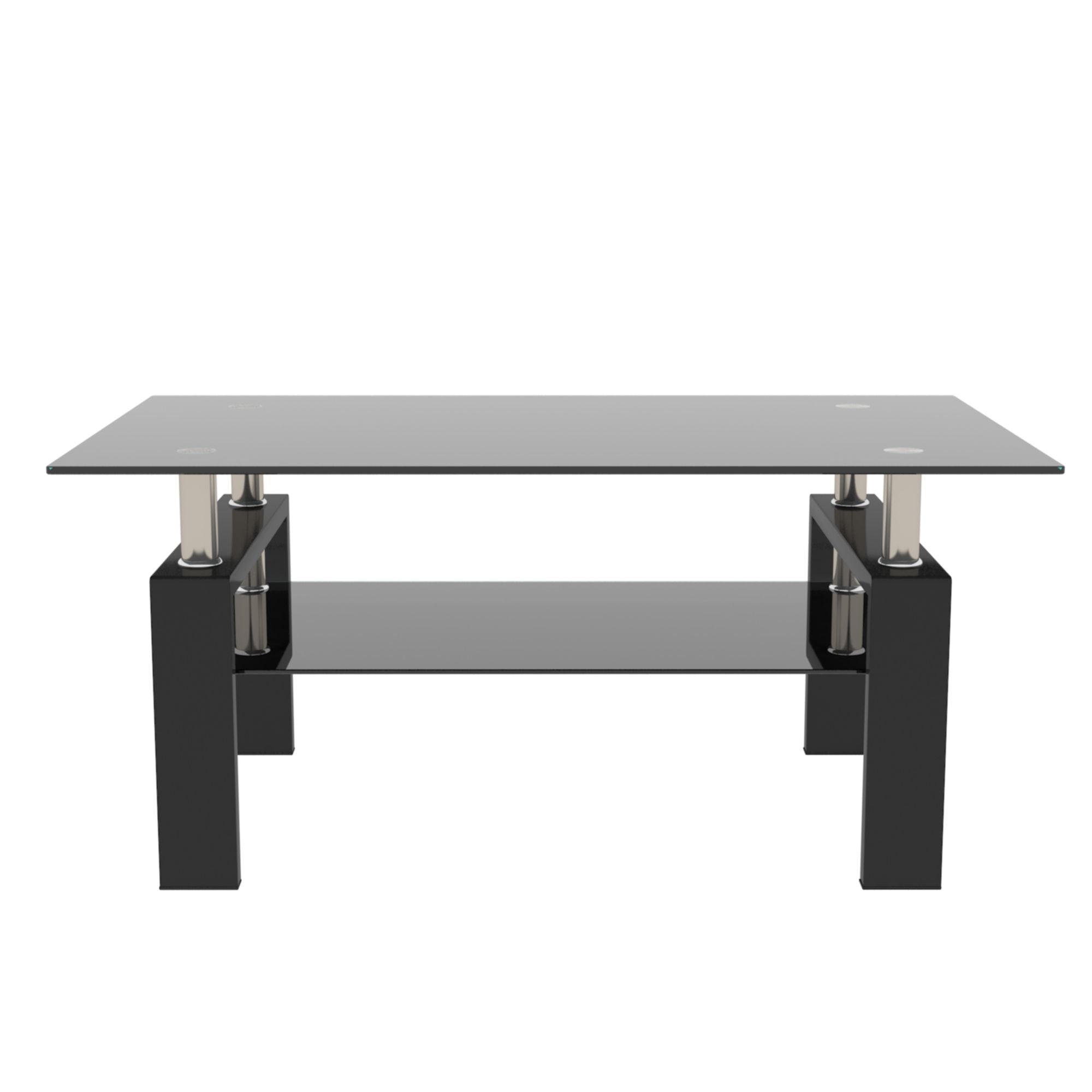 Rectangle Black Glass Coffee Table, Clear Coffee Table,Modern Side Crimson Medea