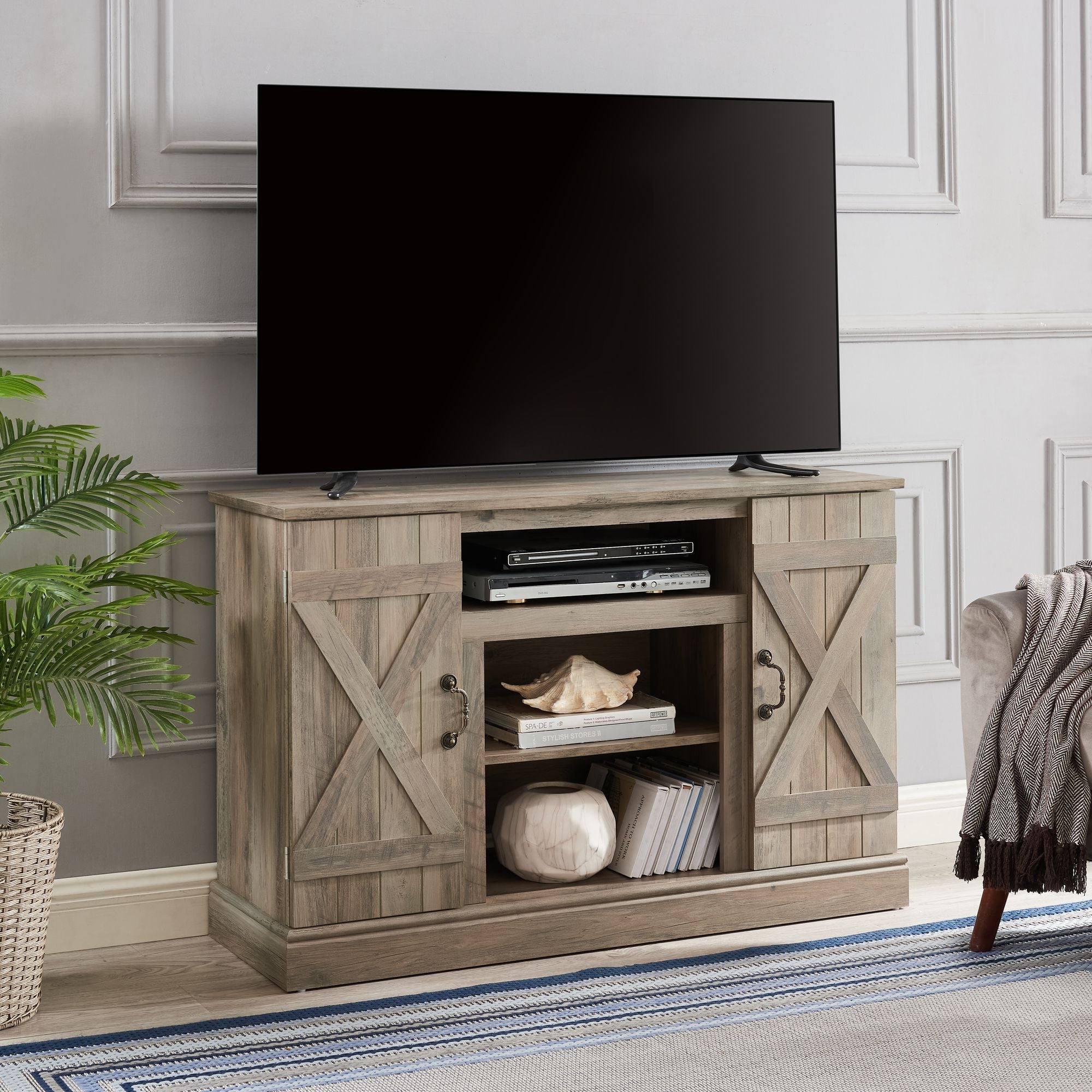 American retro TV Stand Farmhouse Classic Media TV Stand Antique Crimson Medea
