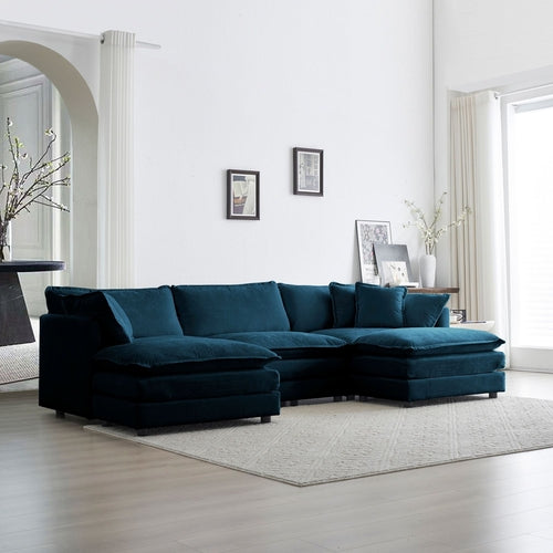 U-Shaped Sectional Sofa w/Reversible Footrest, 5-Seater Convertible