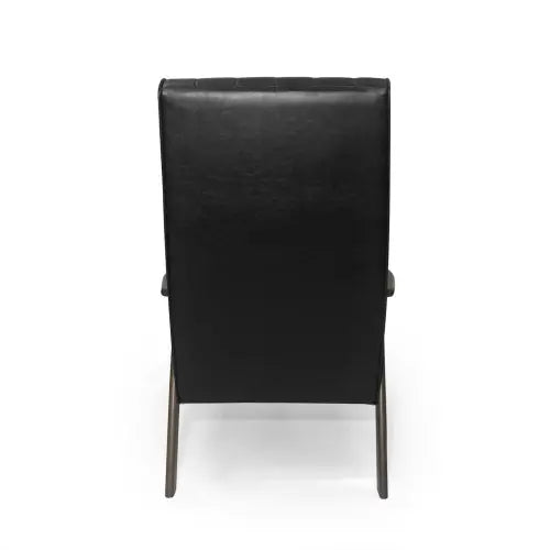 Mid Century Modern Upholstered Accent Chair, Matte Black Faux Leather CJDropshipping
