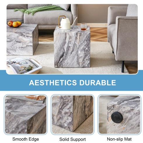 Elevate Your Living Space With This Modern MDF Coffee Table, Which Showcases Gray Textured Patterns. It Is Characterized By Stylish Design. CJDropshipping