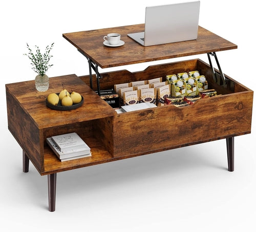 Coffee Table, Lift Top Coffee Tables for Living Room, Small Rising Peach Maple