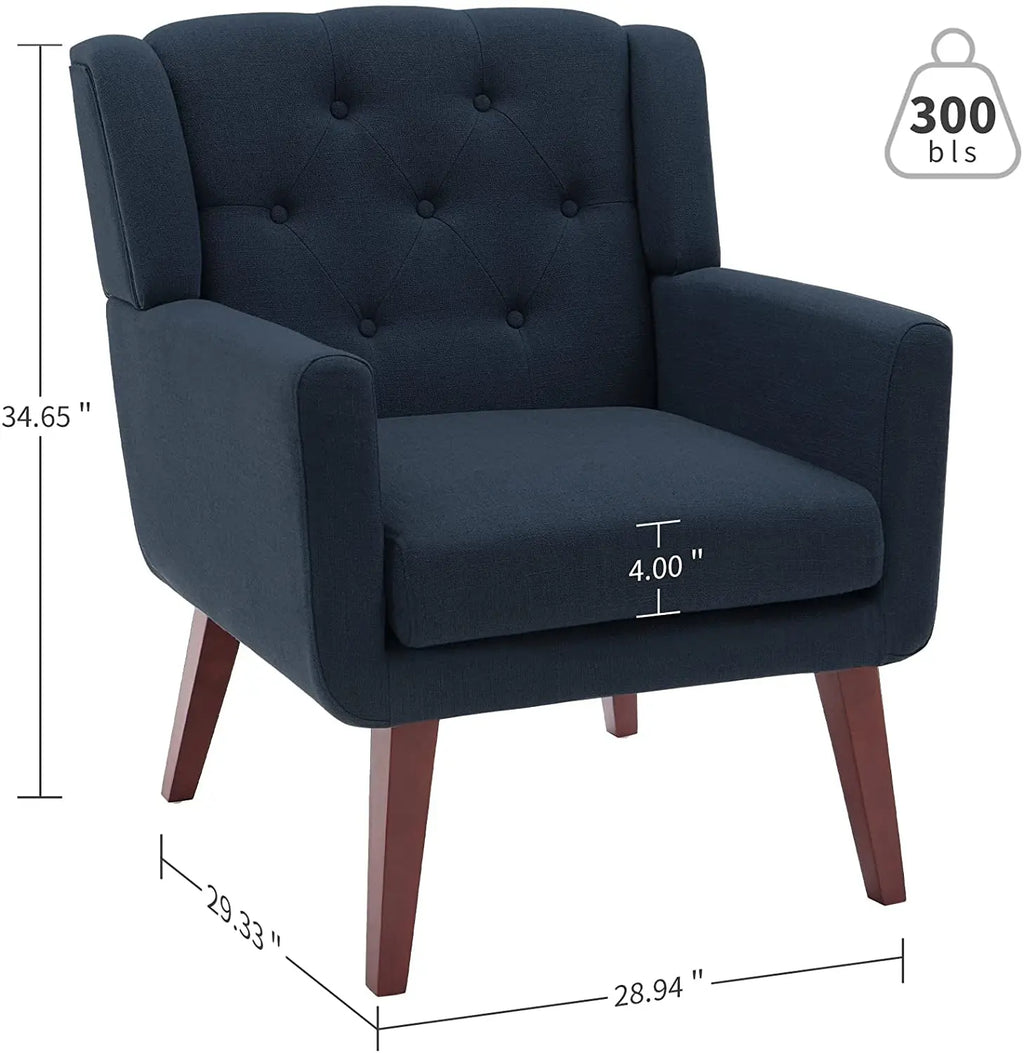 Comfy Button-Tufted Accent Chairs for Living Room Peach Maple