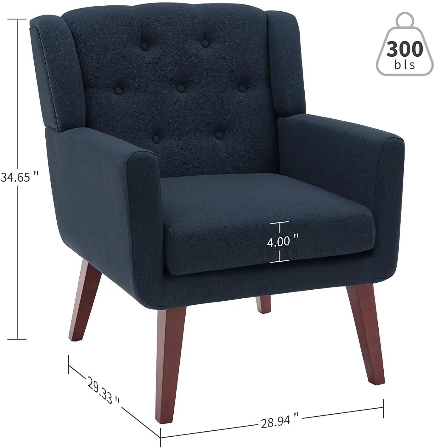 Comfy Button-Tufted Accent Chairs for Living Room Peach Maple