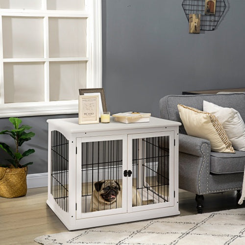 Small Kennel End Table With Two Open Sides And Lockable Door CJDropshipping