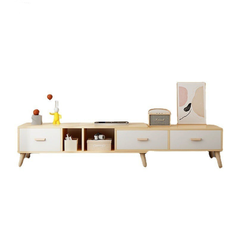 TV Cabinet Small Apartment Living Room Combination Retractable TV Cabinet Peach Maple