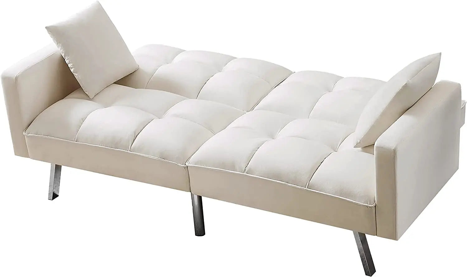 Adjustable Loveseat Sofa Bed with Metal Legs Peach Maple