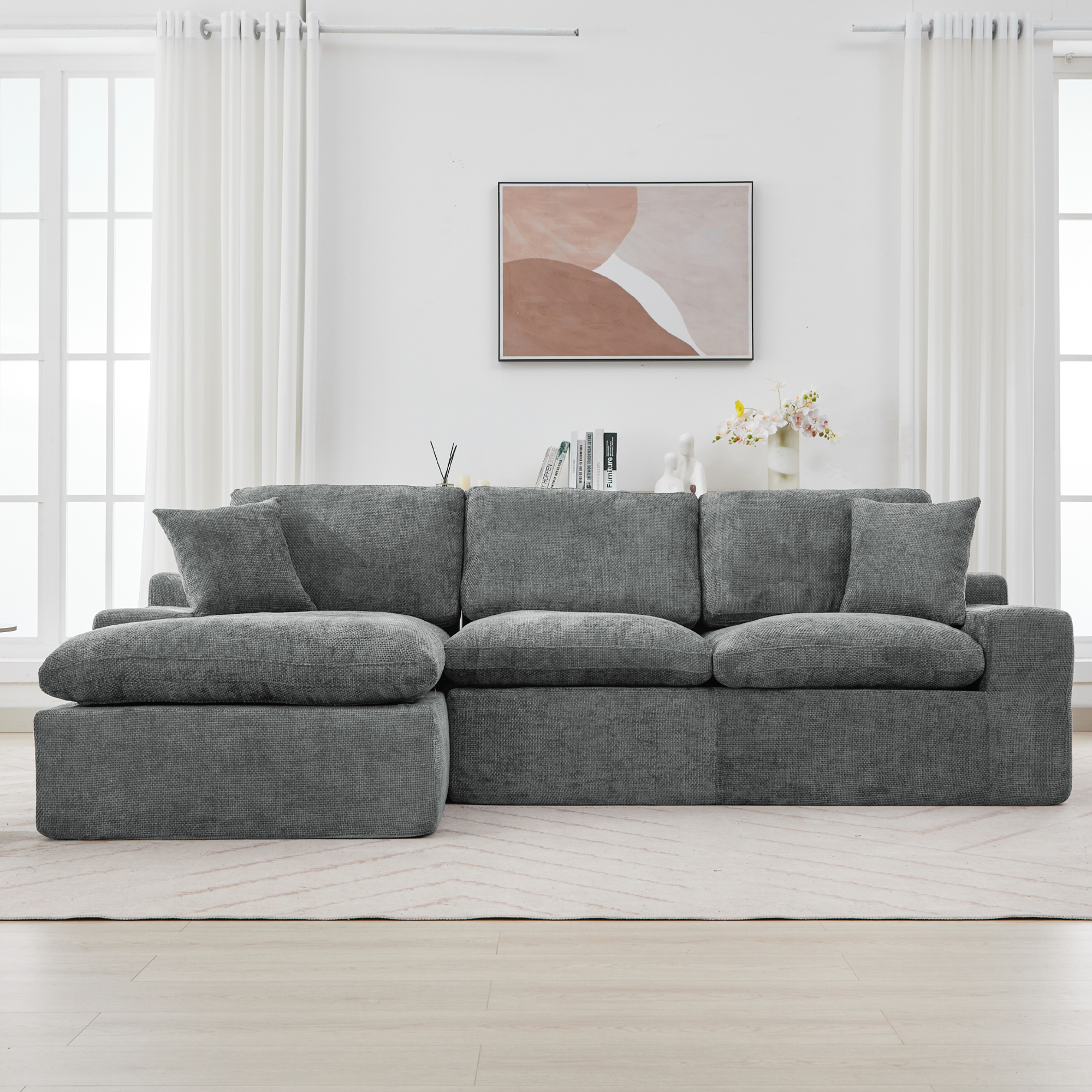 Cloud Sectional Sofa 107.9' Upholstered Sofa Couch with Double-layer