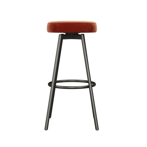 Modern Glam Upholstered Faux Velvet Bar Stool Rust
