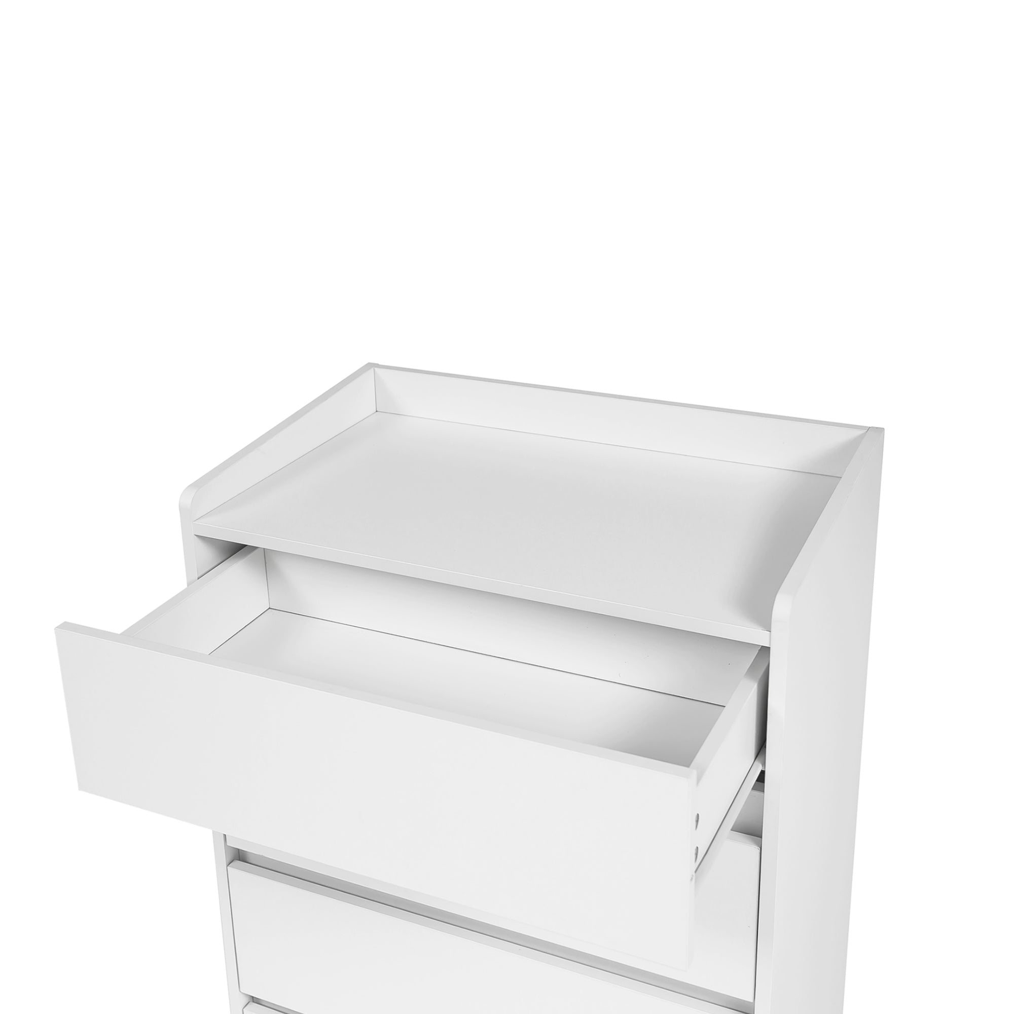 4 Drawer Dresser, Chest Of Drawers Without Handle, White Dresser For Bedroom Waterproof, Modern Wooden Cabinet With Sturdy Frame For Living Room, Entryway, Bedroom, Hallway, Office