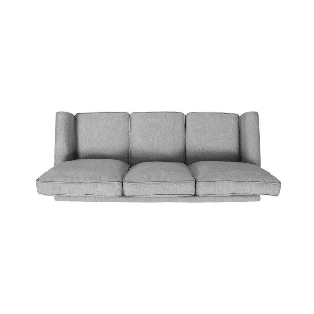 Traditional Grey Fabric 3-Seater Sofa Peach Maple
