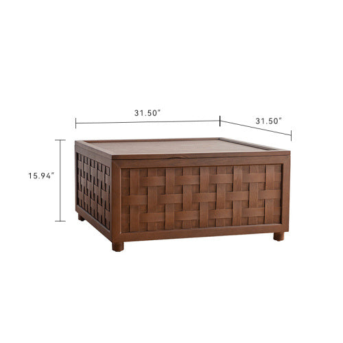 Farmhouse Coffee Table With Storage, Large Square Coffee Table For Living Room, Brown CJDropshipping