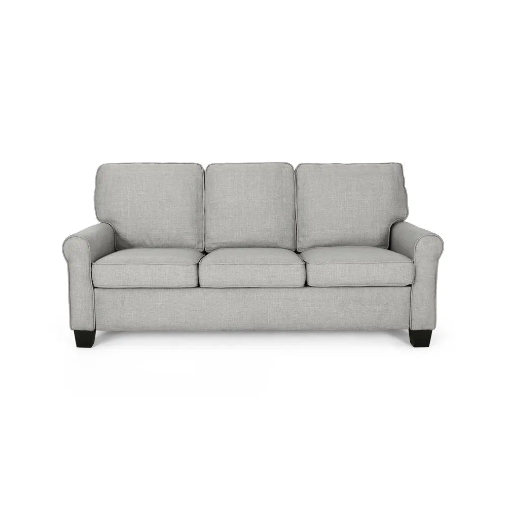 Traditional Grey Fabric 3-Seater Sofa Peach Maple