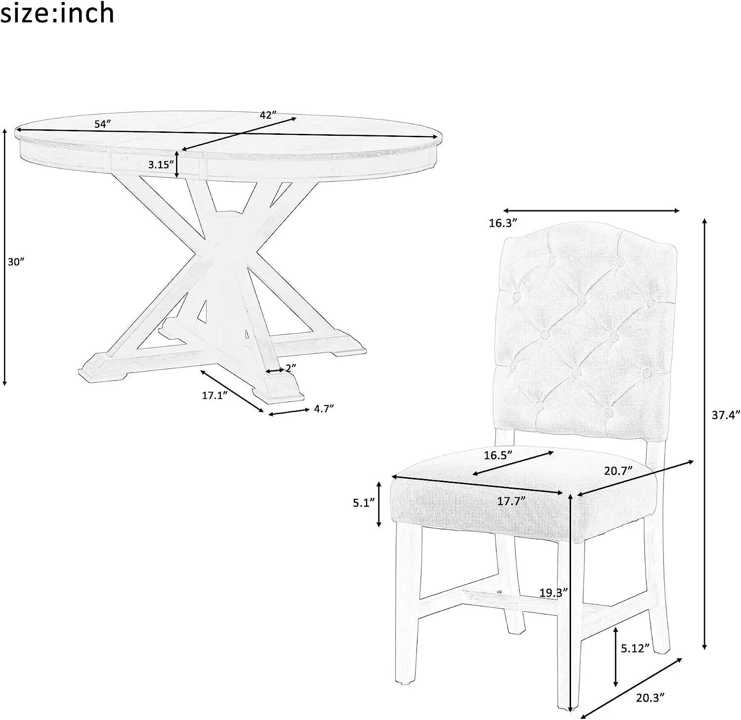 Farmhouse 5-Piece Dining Table Set with Extendable Table and 4 Peach Maple